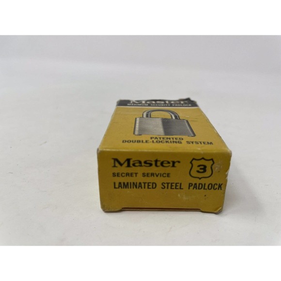 Vintage Master Lock #3 Secret Service Padlock Box 2 Keys Laminated Steel - Picture 4 of 9